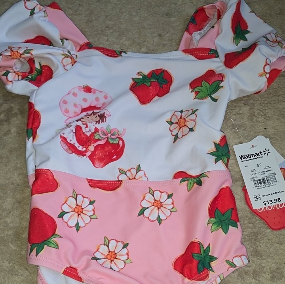 Strawberry Print Kids One Piece Swimsuit
